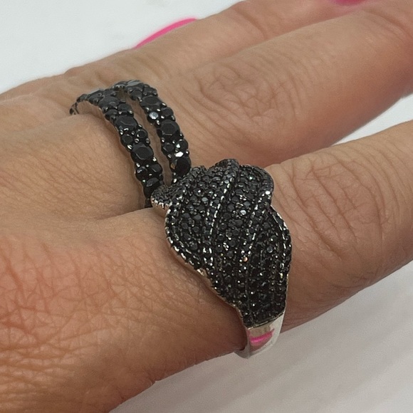 Set of 3 sterling silver black pave CZ rings sizes 7 & 9 - Picture 11 of 16
